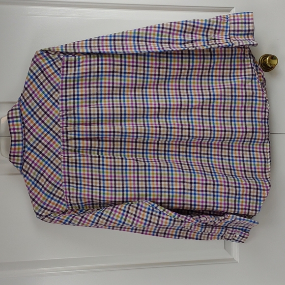 Women's Petite Multi Color Gingham Plaid LS BD Cotton Flannel Shirt - Picture 9 of 12